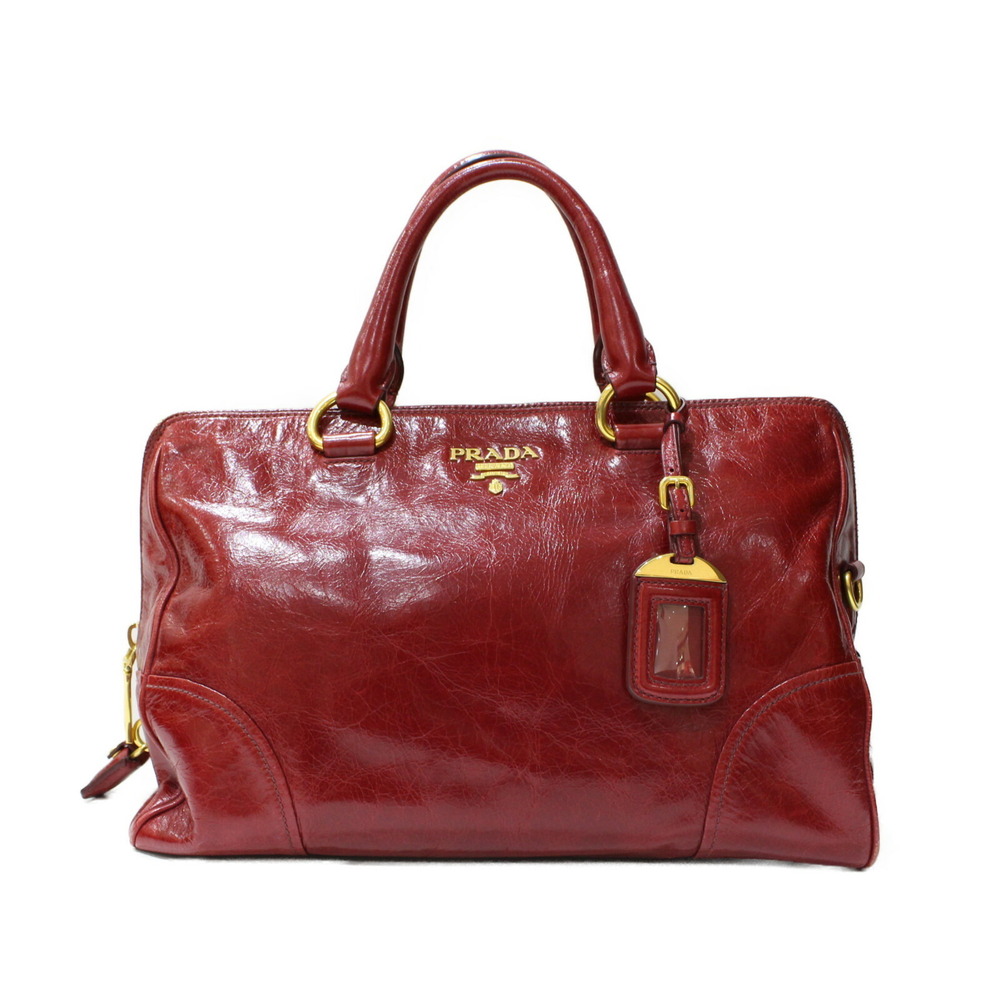 Prada Vitello Shine Satchel Bauletto handbag Red